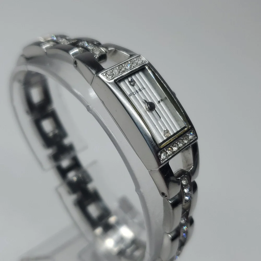 Vintage Fossil F² Watch ES1510 Silver Stainless Steel Watch